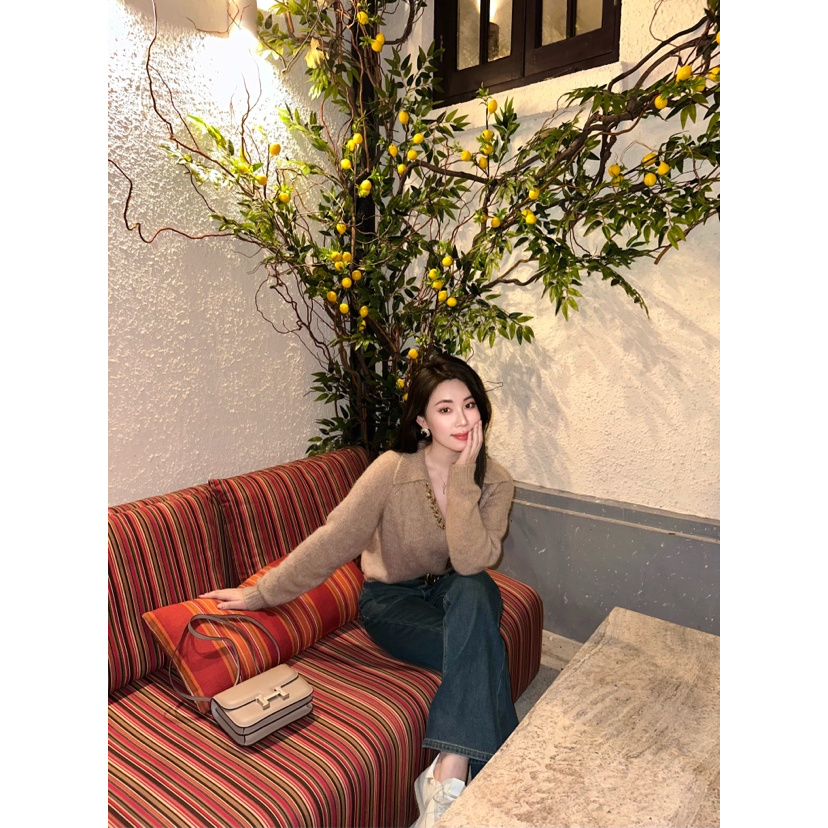 1wEn【少御姐姐】高端羊绒+羊驼+羊毛葡萄紫水钻套头针织衫毛衣女