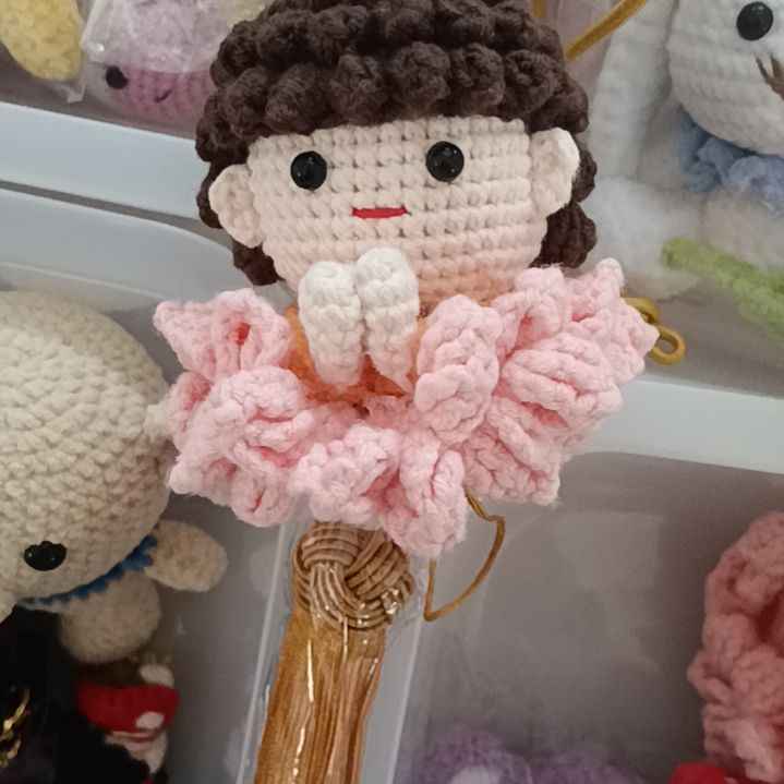 车挂莲花小佛手工毛线钩织