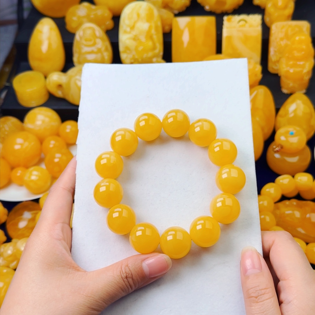 琥珀颈饰未镶嵌同料浓蜡手串19