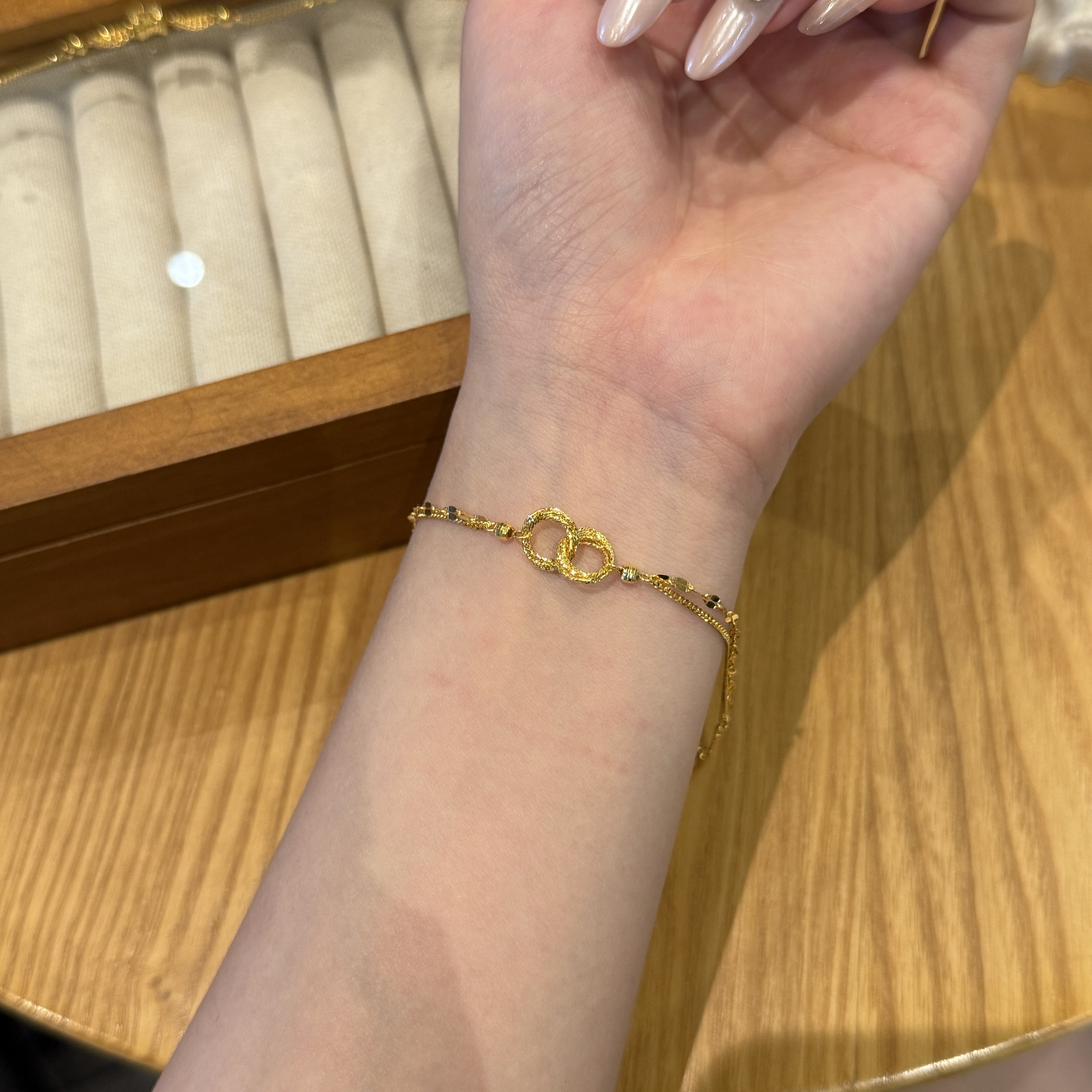 JS『经典』5G双链莫比乌斯相扣手链 足金999手链 S扣
