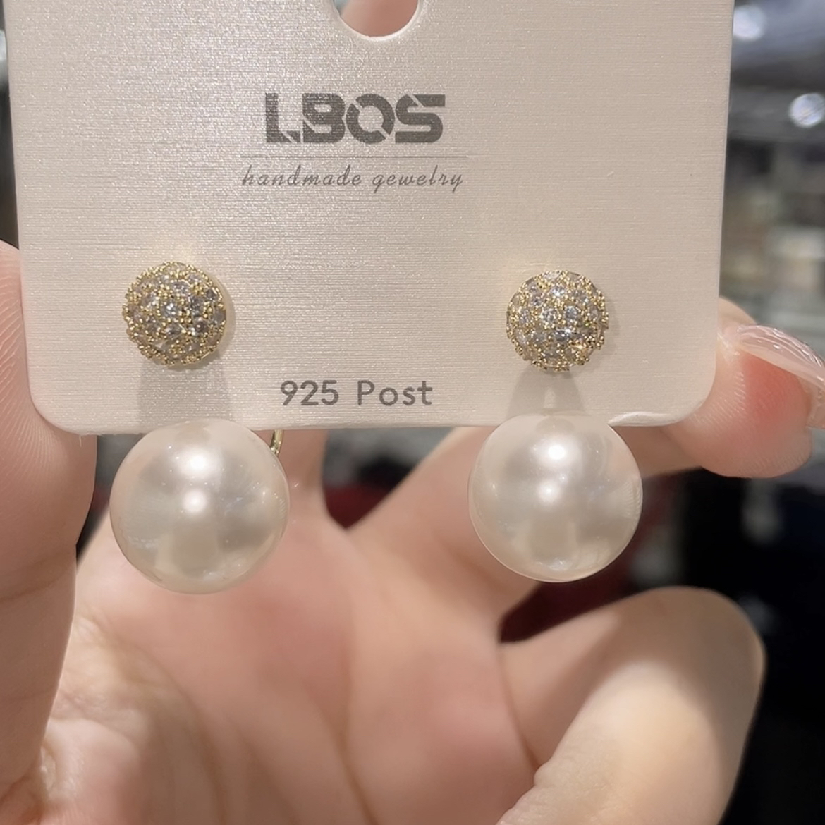 铜合金合成锆石耳饰 一款两戴经典珠珠耳钉轻奢时尚小众百搭法式