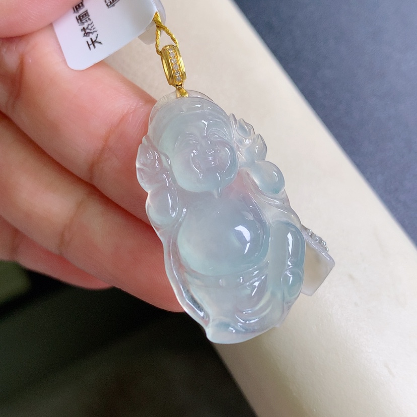 【闪购商品】翡翠颈饰18K金镶嵌财神