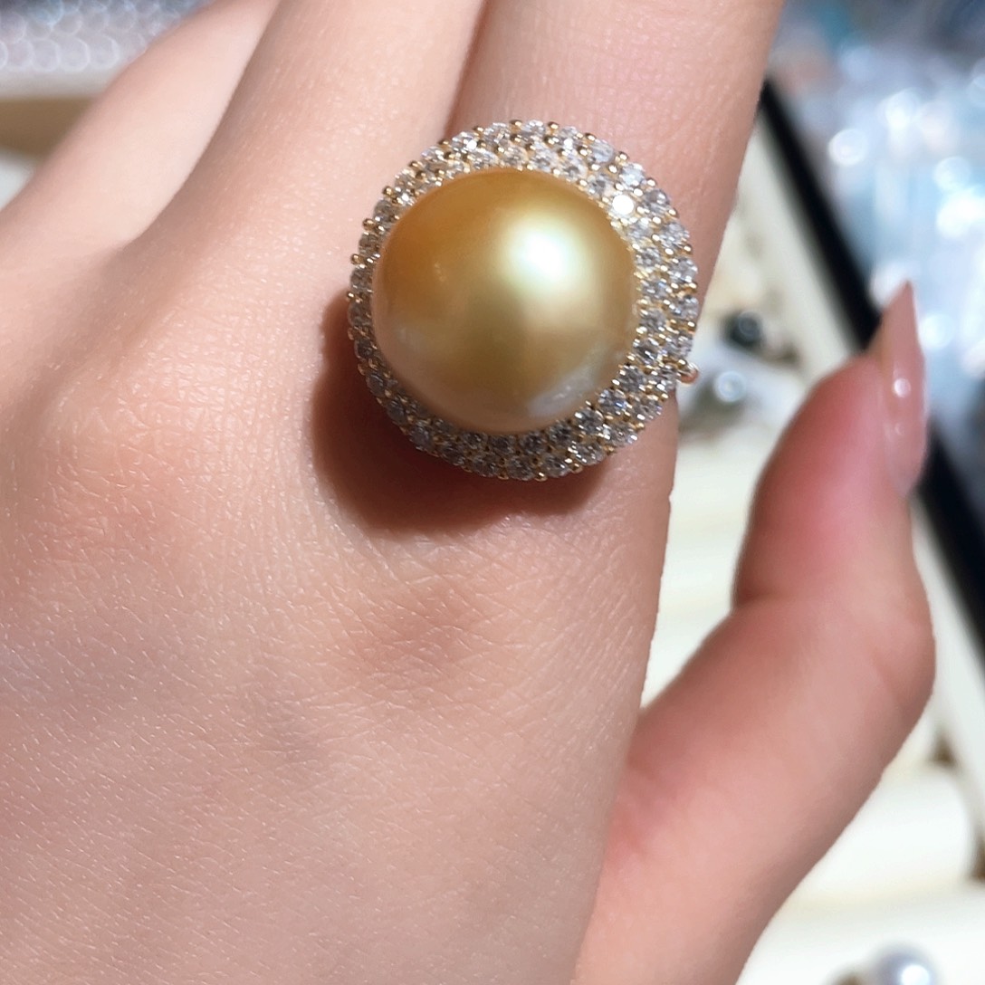 海水珍珠戒指银S925镶嵌