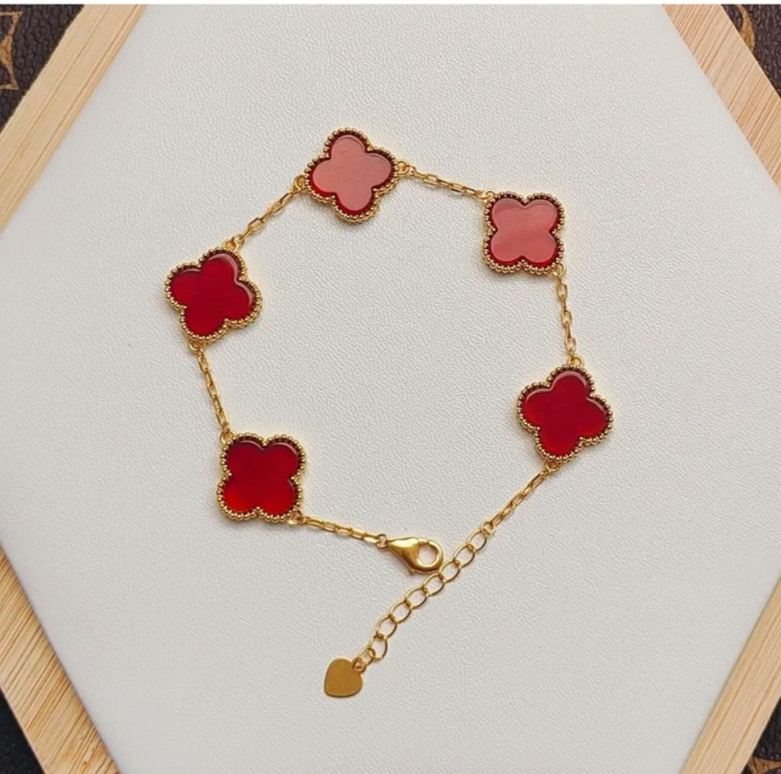 【质检发货】经典百搭红色四叶草 花卡约12mm长约20cm