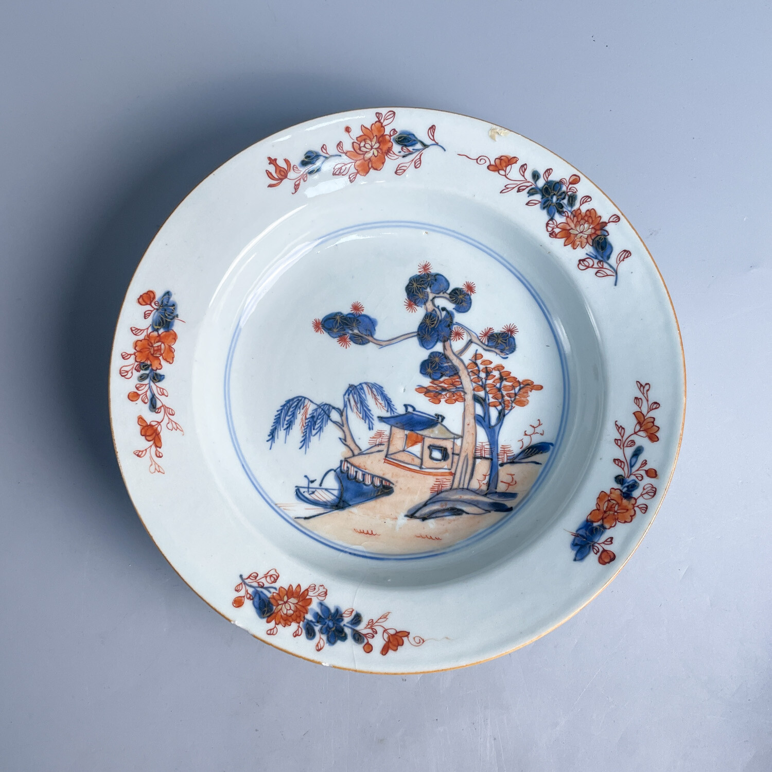 M25GW005816 - 清康熙青花加彩风景纹盘