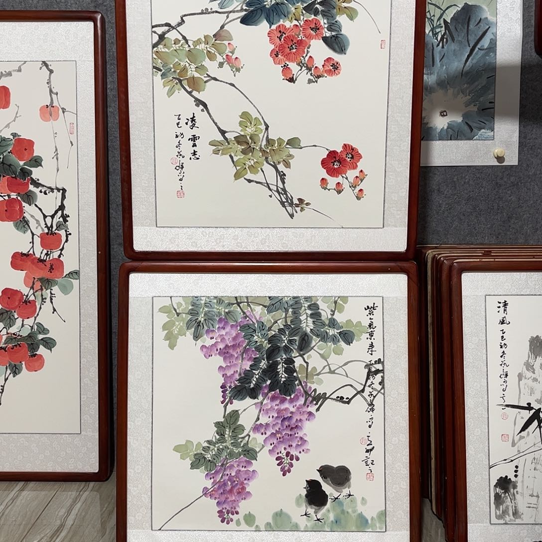 国画书画作品带框63×63