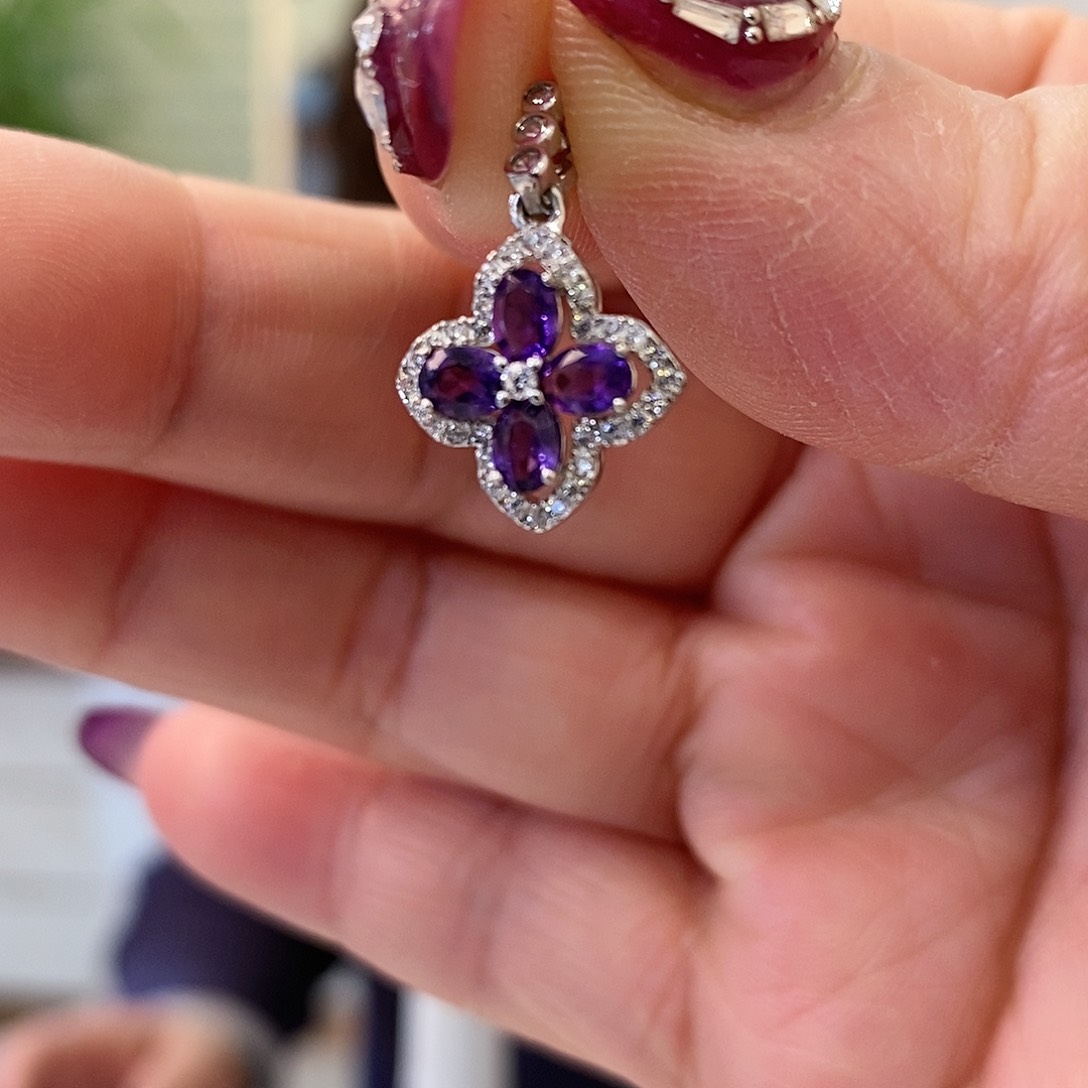 紫晶吊坠(不含链)银S925镶嵌