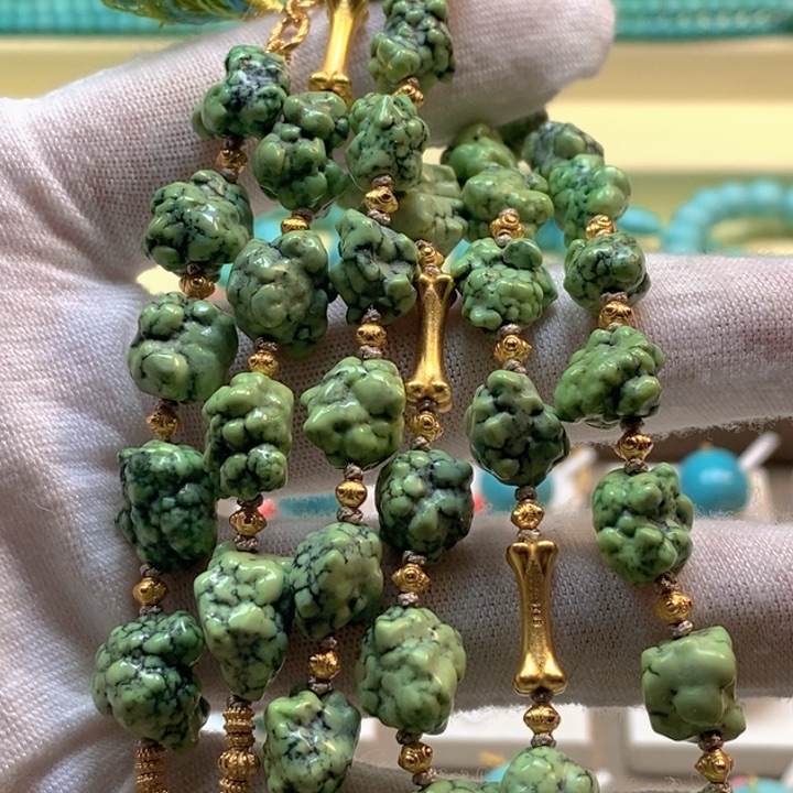 绿松石银S925镀金镶嵌珠宝奇石