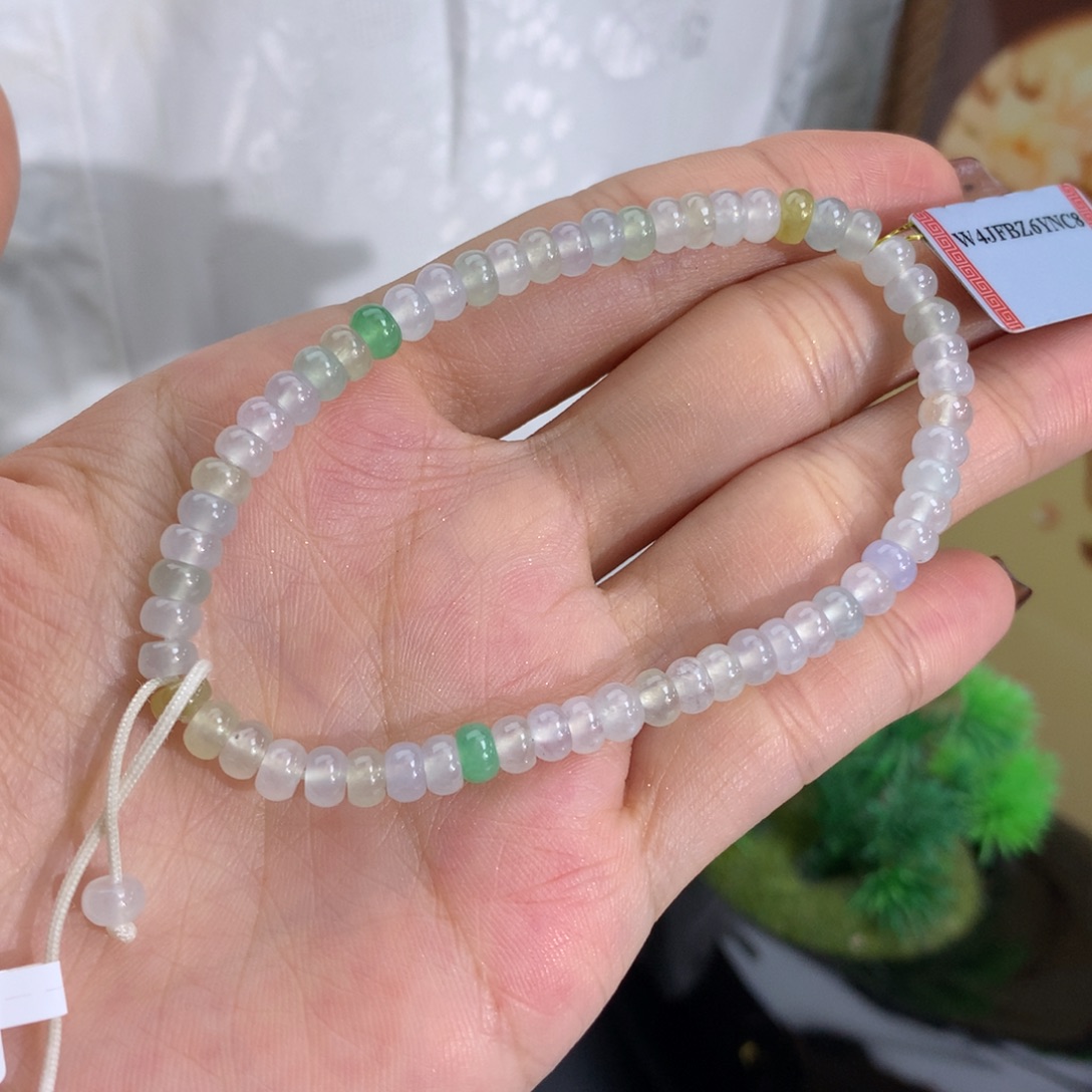 未镶嵌手串翡翠卡4.8冰胶马卡龙算盘手串