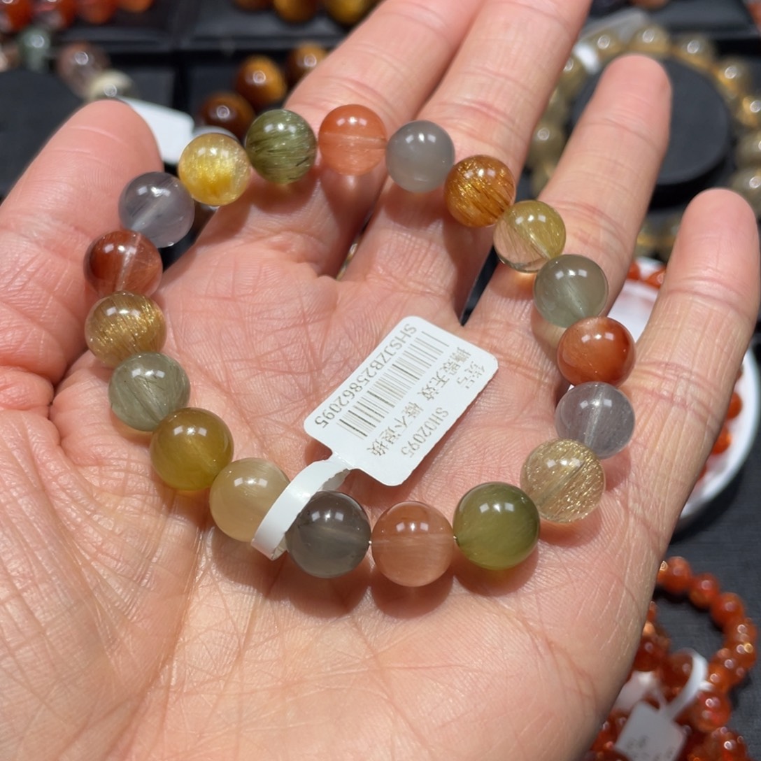 未镶嵌手链水晶彩兔毛9.9mm左右