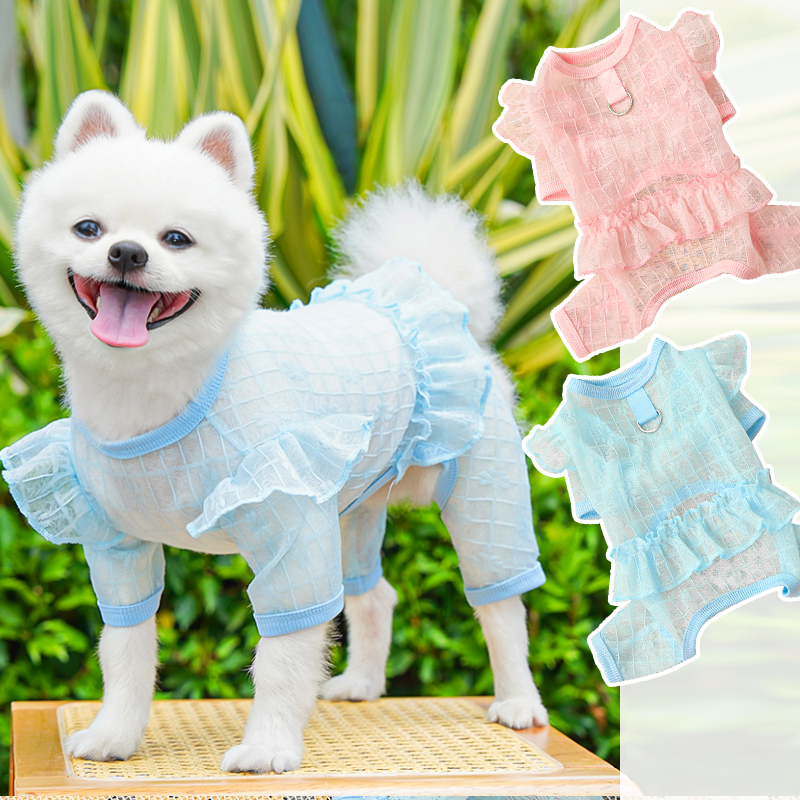 原创四脚衣超薄透气宠物猫咪狗狗夏季飞袖裙裤防晒衣服用品比熊泰