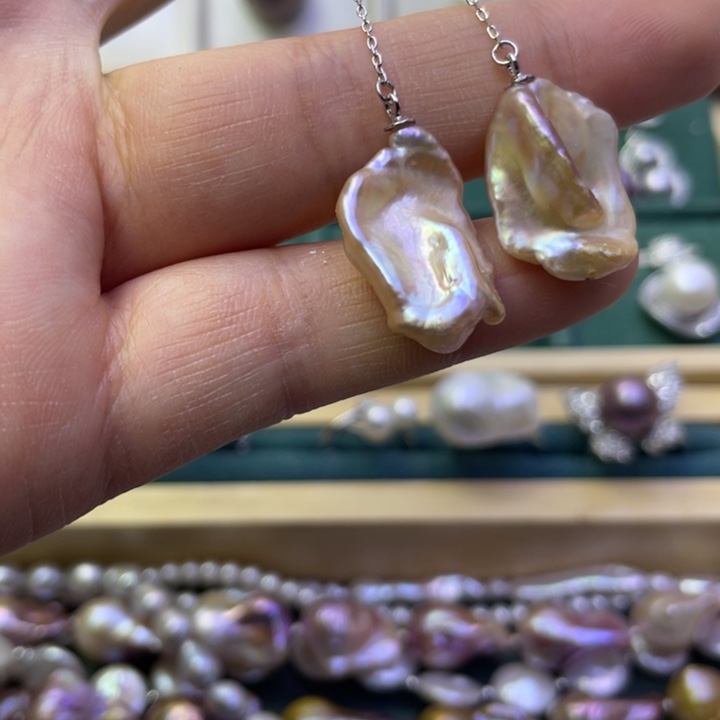 淡水珍珠耳饰银S925镶嵌