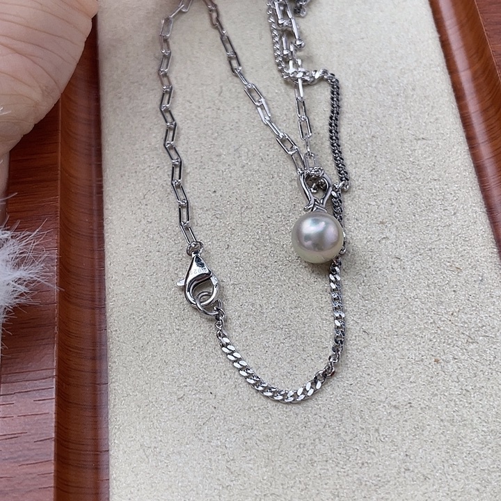 起***星颈饰海水珍珠银S925镶嵌