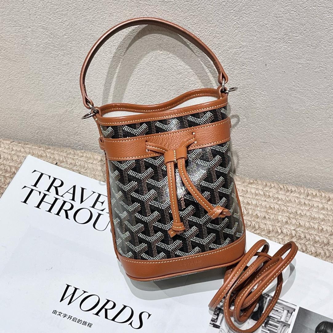 99新 Goyard 戈雅 棕色Petit Flot水桶包 （新款）mini