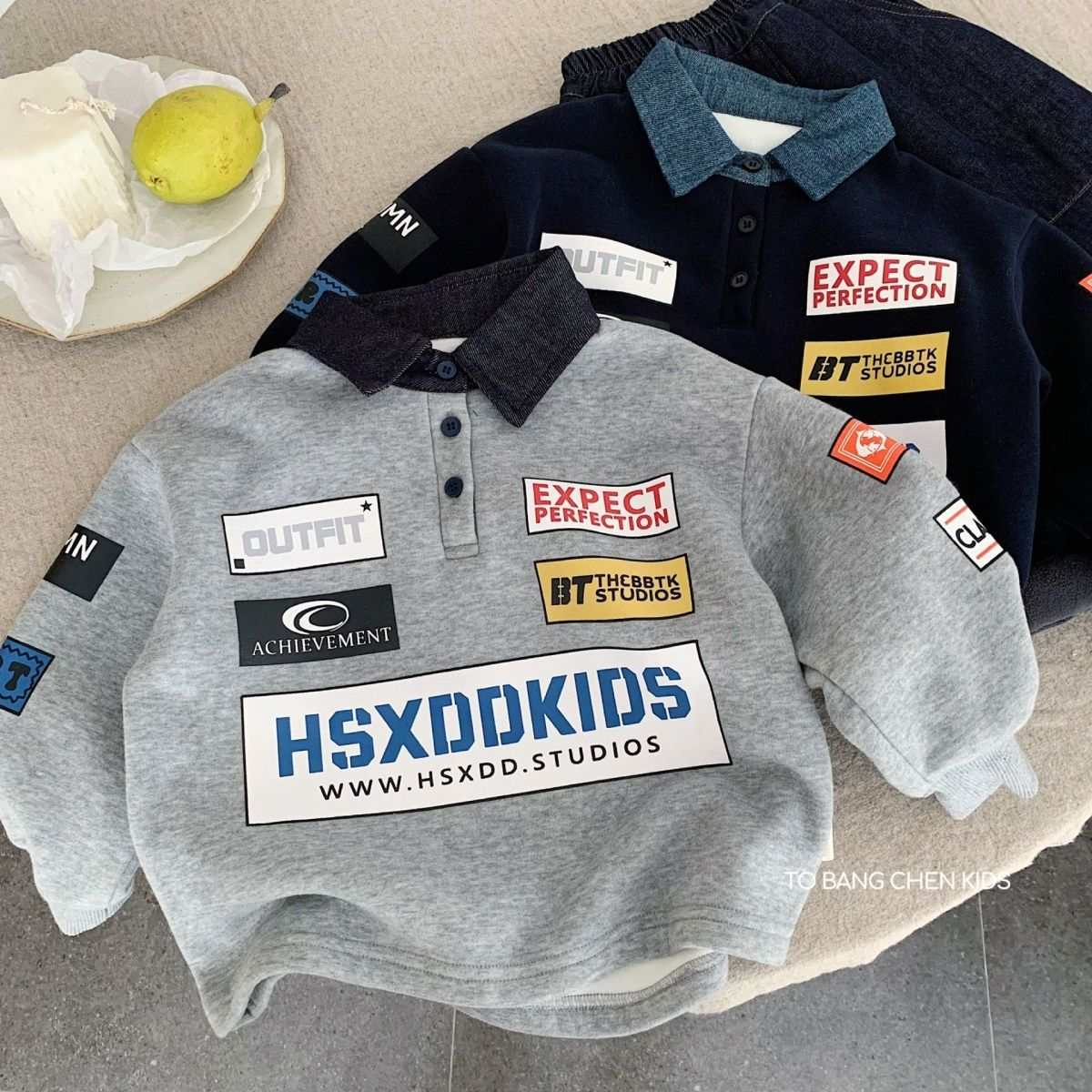 韩版童装男童2025秋装新款儿童潮酷痞帅运动风polo衫加绒卫衣百搭