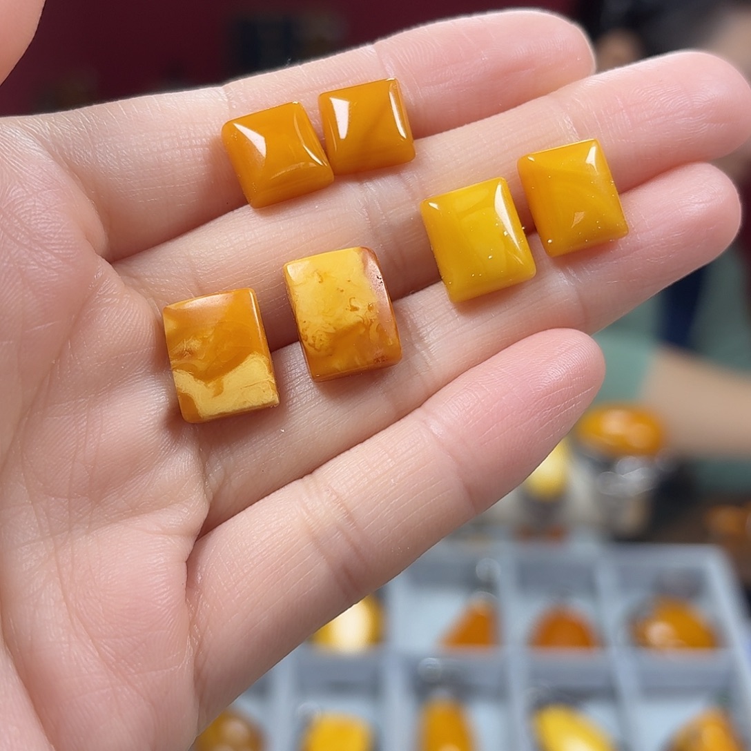 约***盒蜜蜡银S925镶嵌耳饰耳钉多样发一