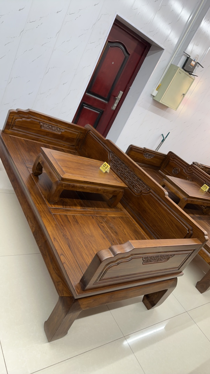 北方家具老榆木刺猬紫檀祥云罗汉床家用贵妃椅(6公分)