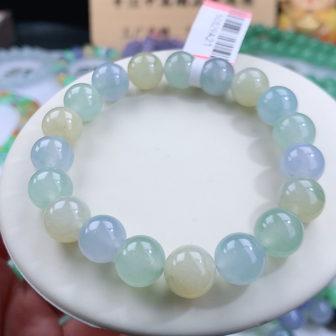 翡翠手链足铂镶嵌卡10