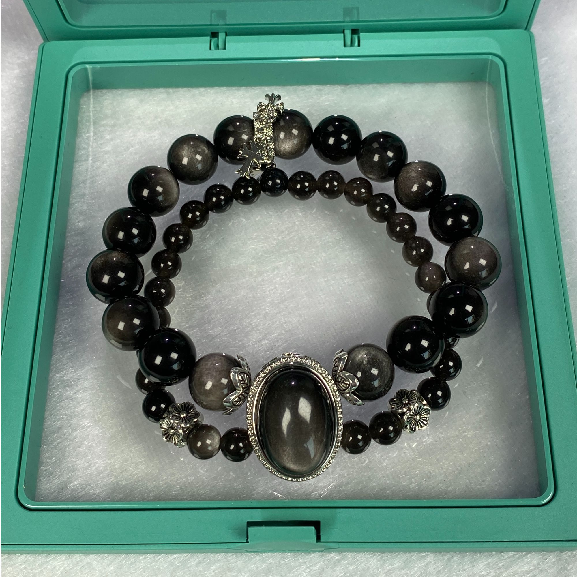 银曜石双圈手链diy手工圆珠