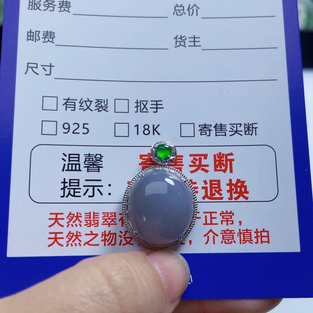 翡翠颈饰18K金镶嵌拍下不退换