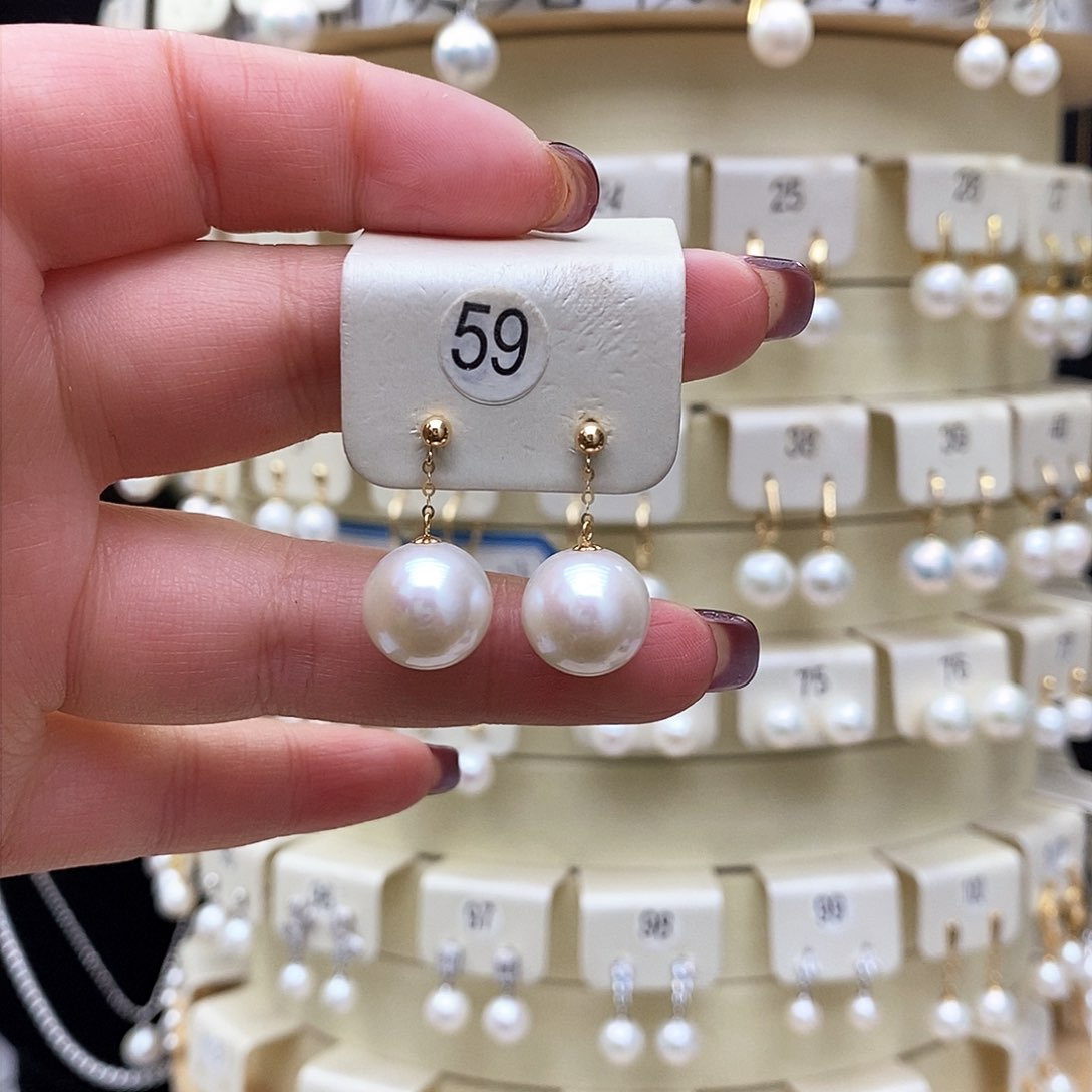 淡水珍珠耳饰18K金镶嵌