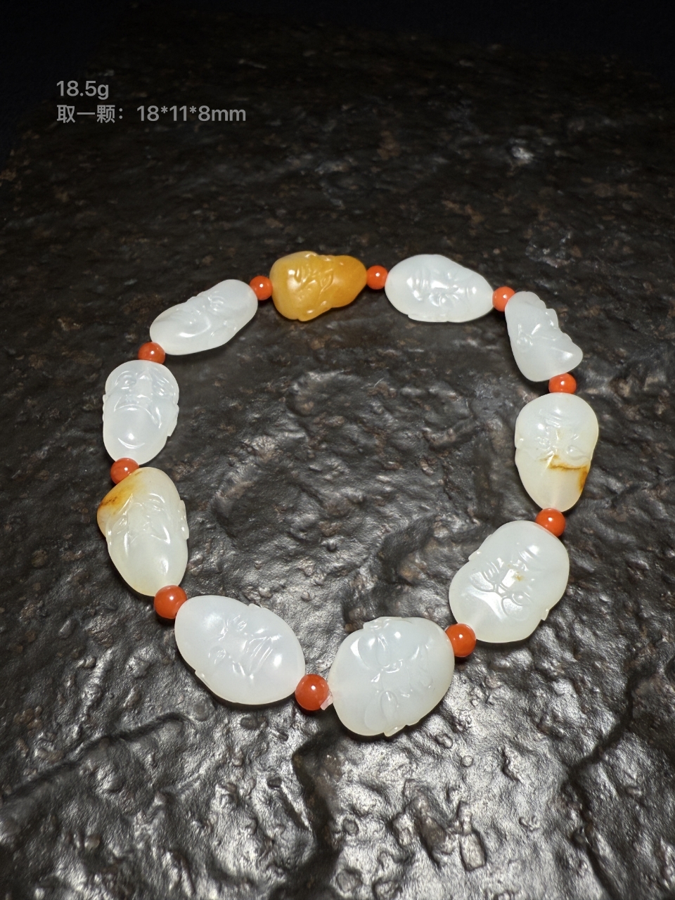 和田玉，罗汉手串苏工雕刻精品