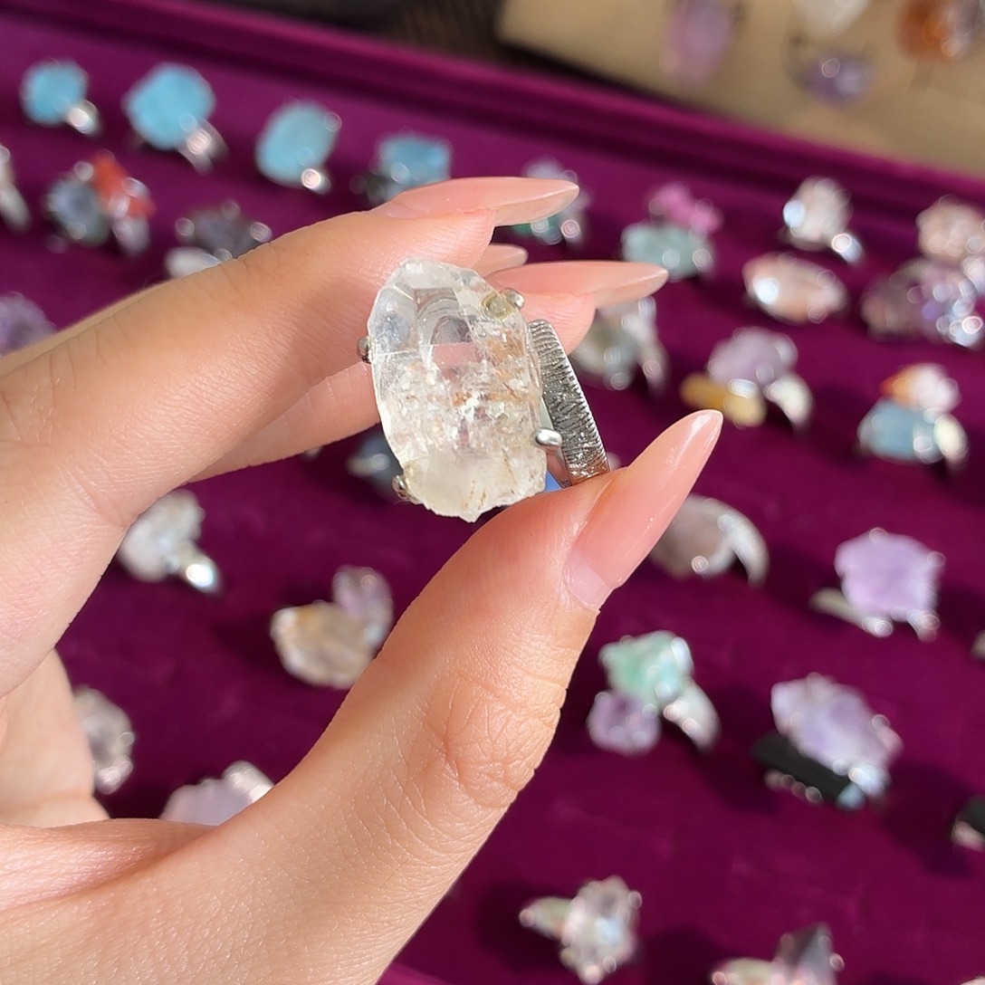 戒指银S925镶嵌水晶