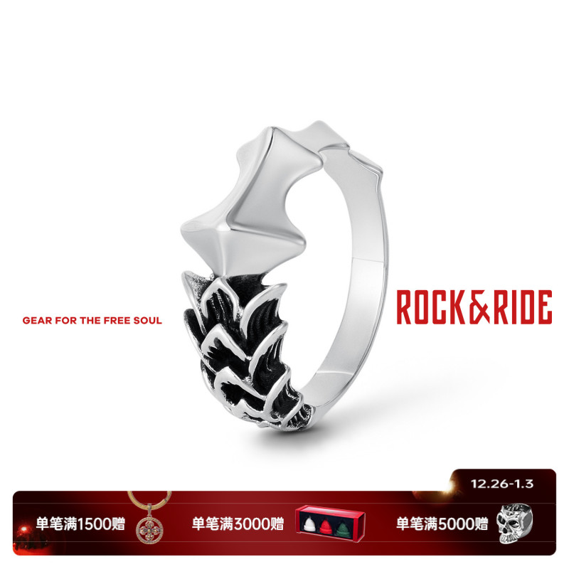 ROCK&RIDE 925银戒指 龙骨龙鳞戒指男士礼物对戒饰品小众高级感