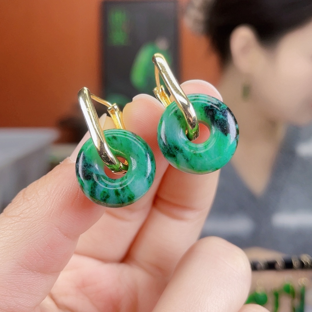 翡翠未镶嵌耳饰饰品