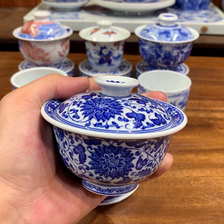 晓月柴窑 缠枝盖碗