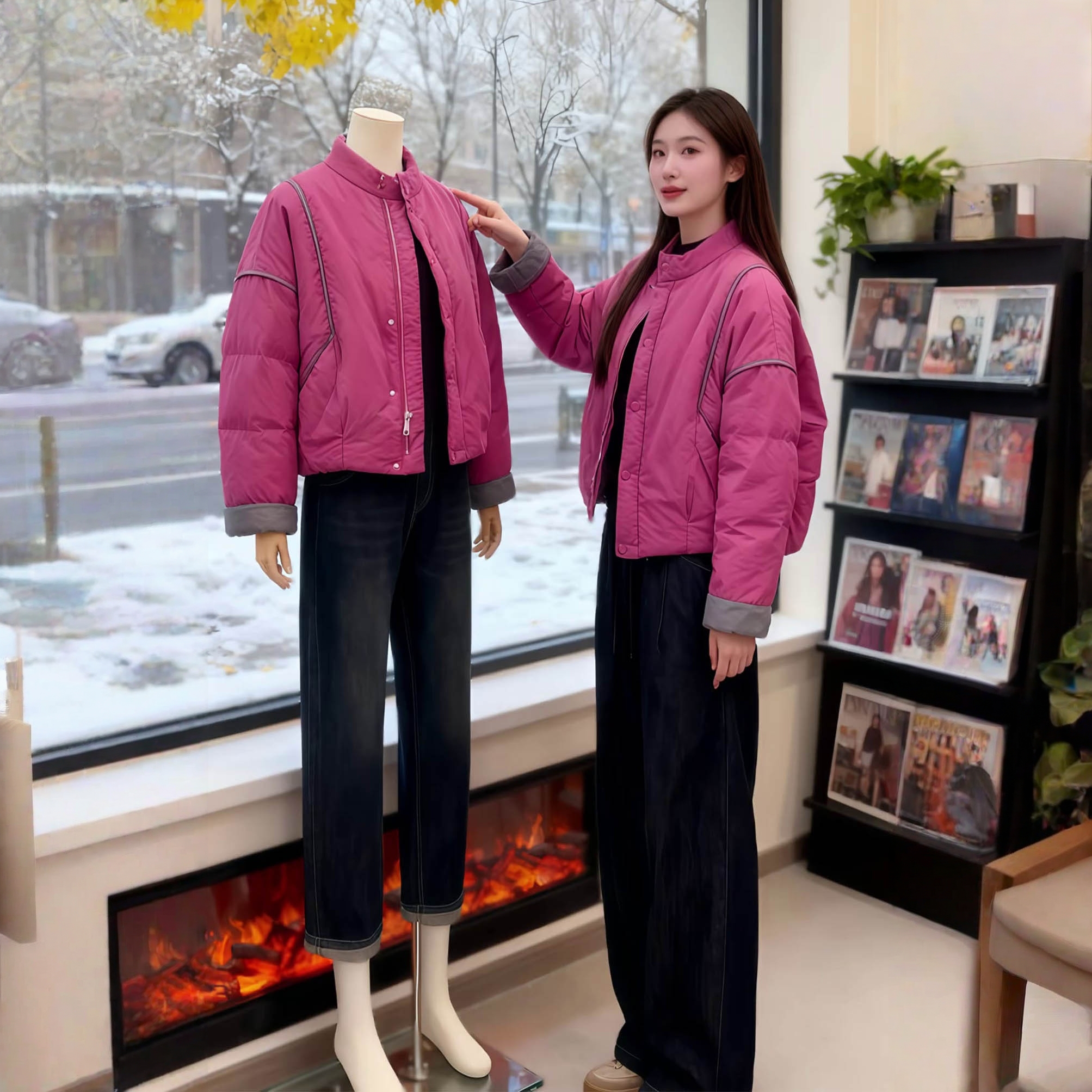 时尚韩版百搭立领棉衣外套2025秋冬新款宽松显瘦休闲保暖短款棉服