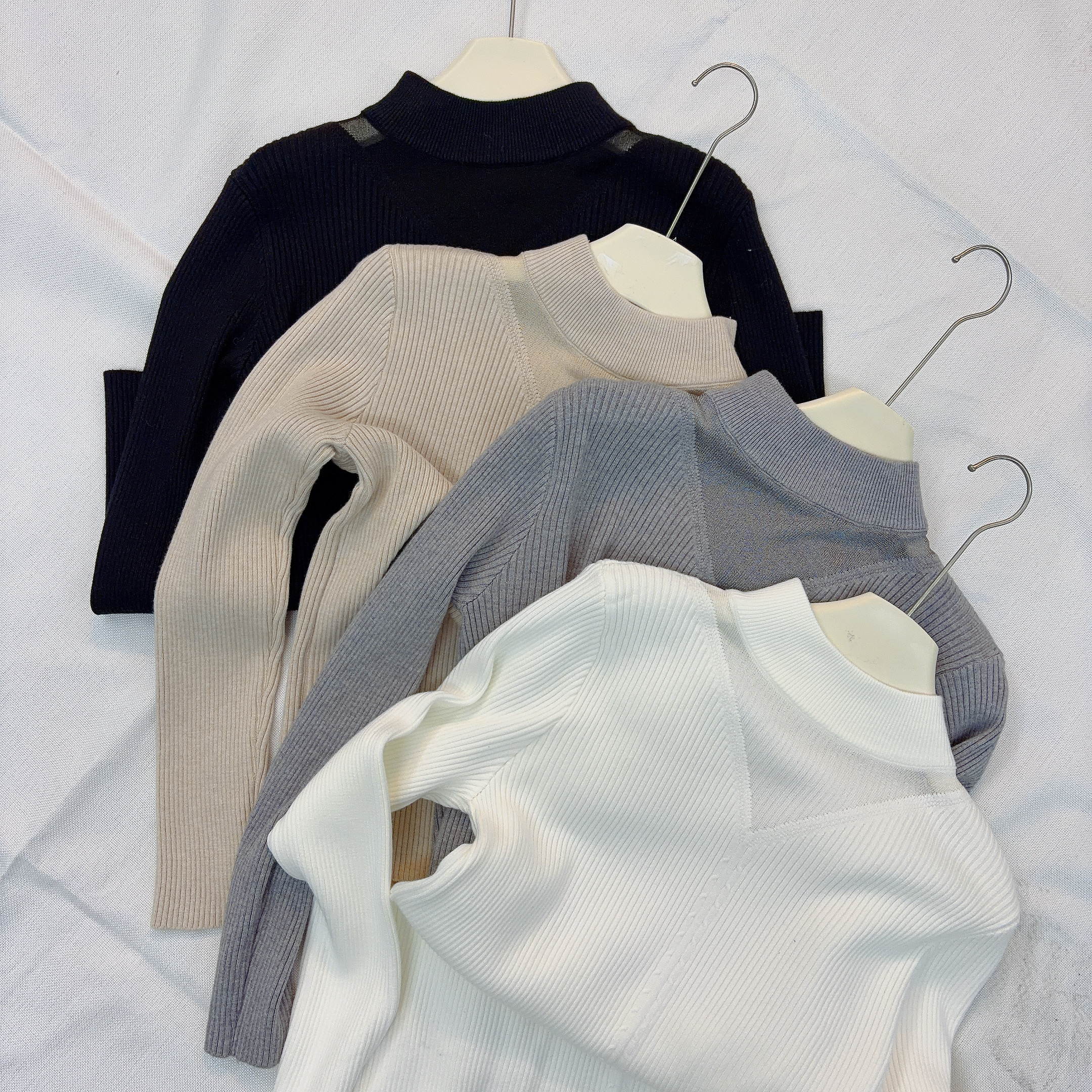 222S9365包袖女常规修身秋冬镂空毛针织衫韩版上衣高领毛毛衣