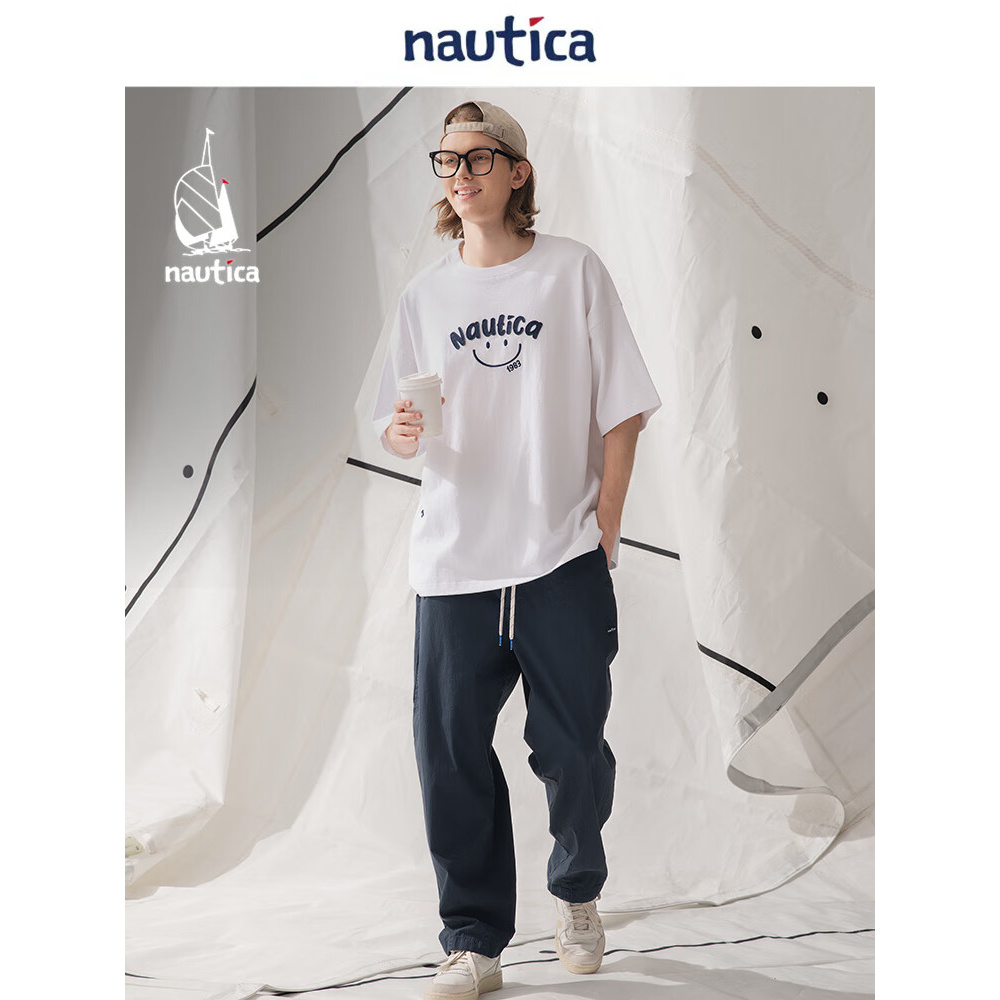 Nautica White Sail日系中性经典笑脸治愈多巴胺短袖T恤TW5101