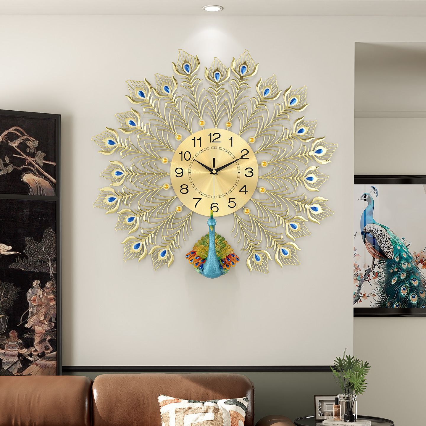 金蕾创意装饰挂钟客厅餐厅静音时钟挂件家用墙上钟表新中式复古