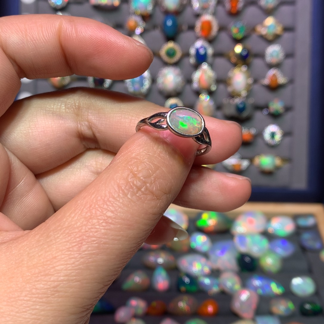 欧泊戒指款式银S925镶嵌