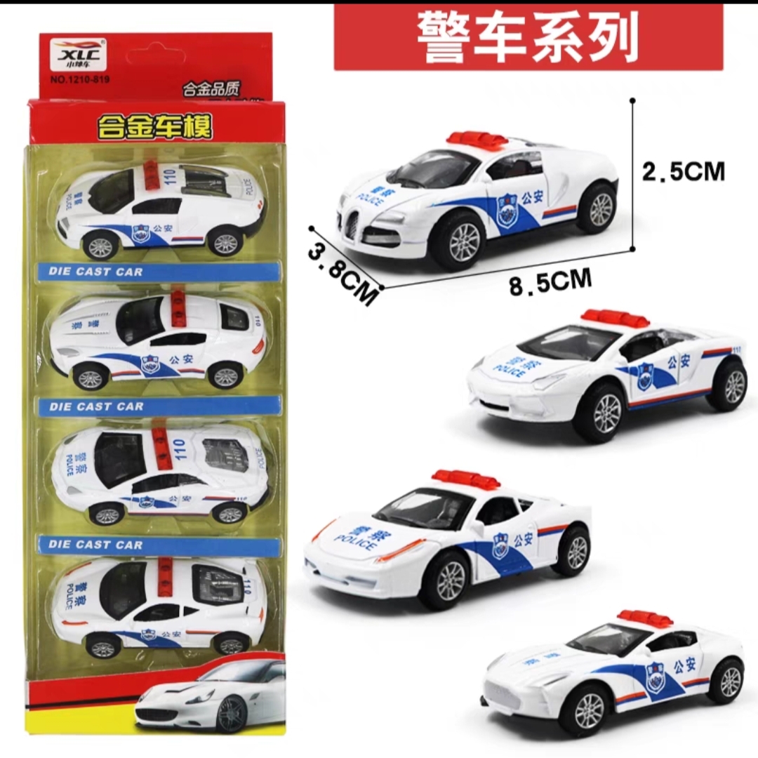 儿童高品质条装仿真合金车模型警察车小轿车回力行驶合金车玩具