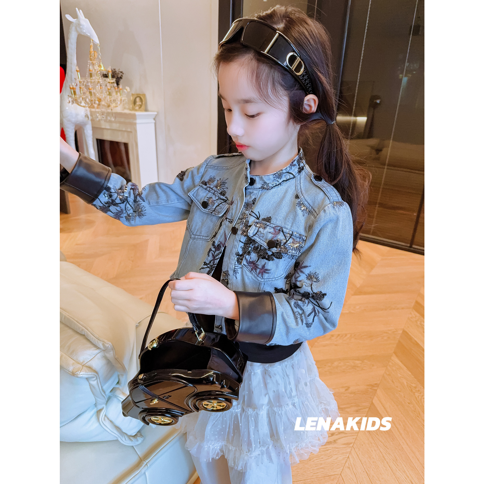 【现货】PP·Twinkle【花花珠片刺绣·软牛仔外套】洋气女宝25022305