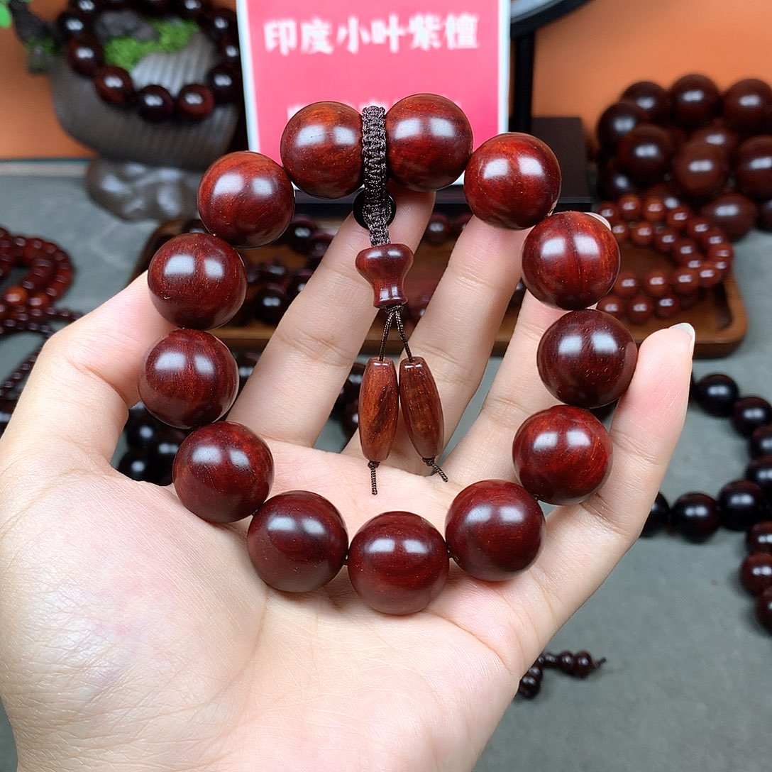 木宝阁小叶紫檀手串尺寸18mm（现货实拍）