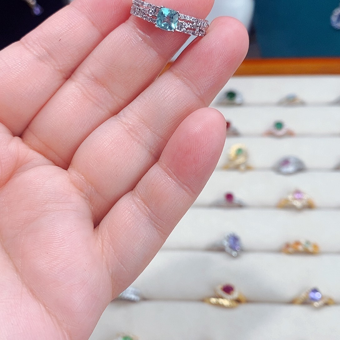 磷灰石戒指银S925镶嵌5886