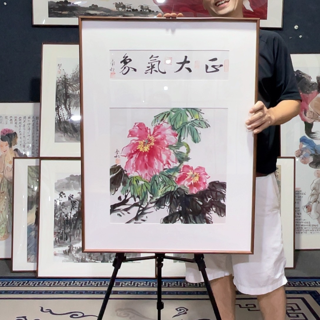 国画手绘画作品带框80/60