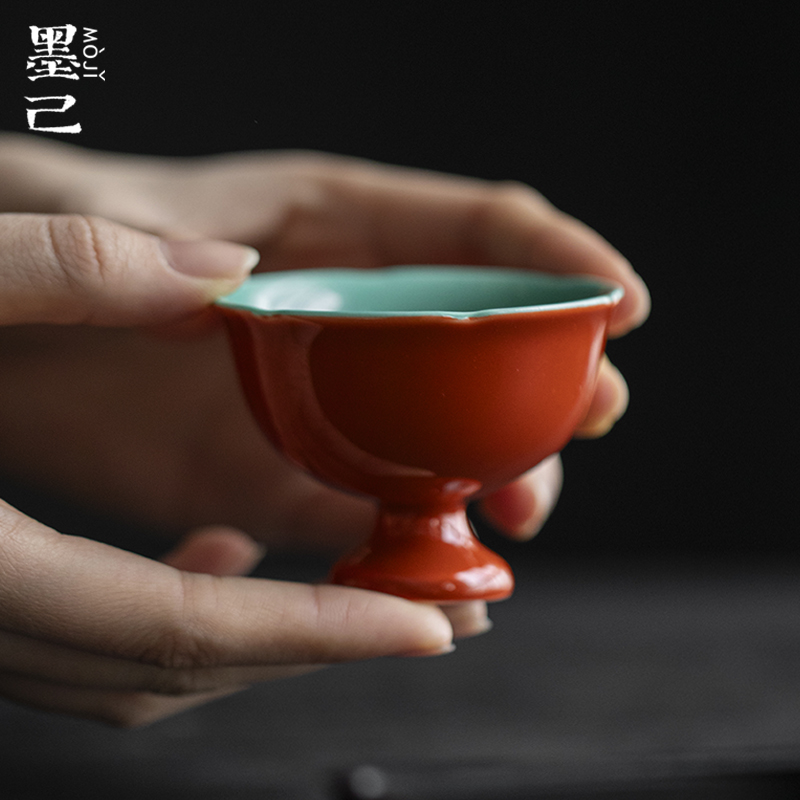 墨己 故宫红-松石绿-念露高足茶杯