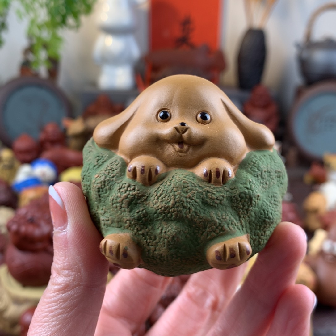 紫砂茶宠旺财百财狗