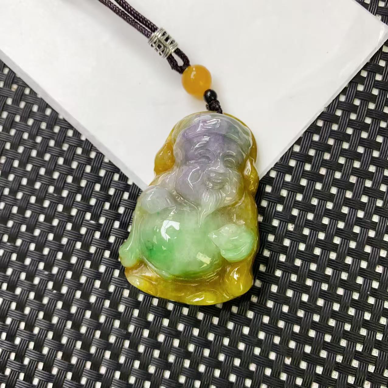 [小石]A1136黄加绿大笑爷吊坠