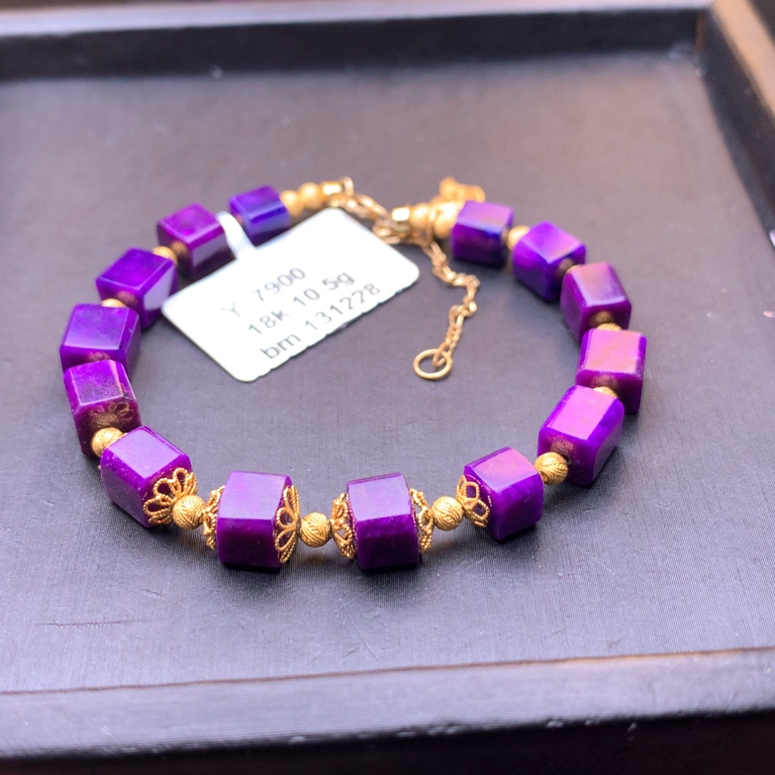 苏纪石（舒俱来）方糖手串18K金镶嵌