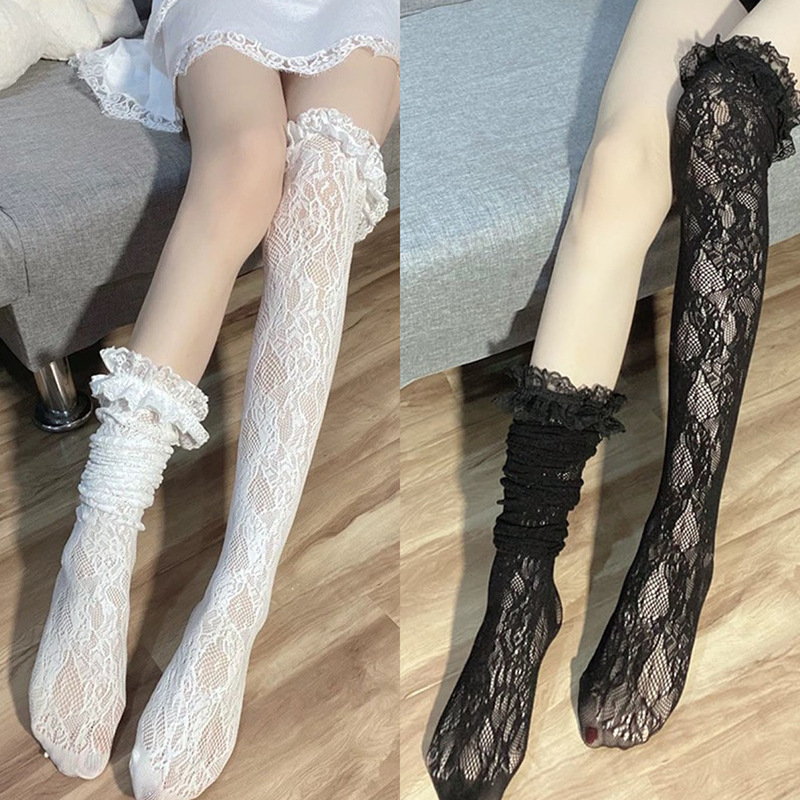 丝袜蕾丝性感女过膝堆堆袜蕾丝花边纯欲JK薄款丝袜