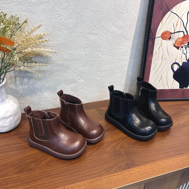 2025新款儿童切尔西短靴 时尚加绒宝宝靴 舒适软底男女童英伦风靴