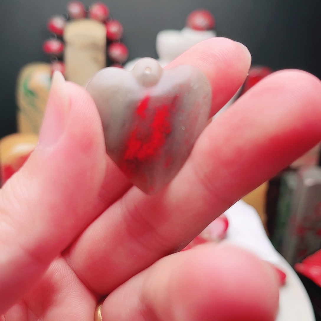 印石昌化石鸡血石心形挂件