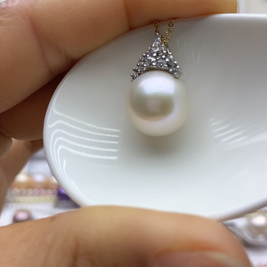淡水珍珠吊坠(赠链)银S925镶嵌