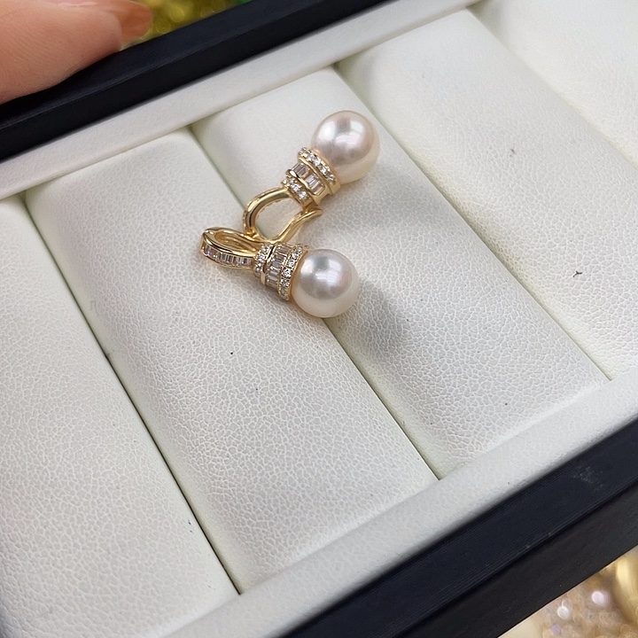 吊坠(不含链)海水珍珠银S925镶嵌随机发