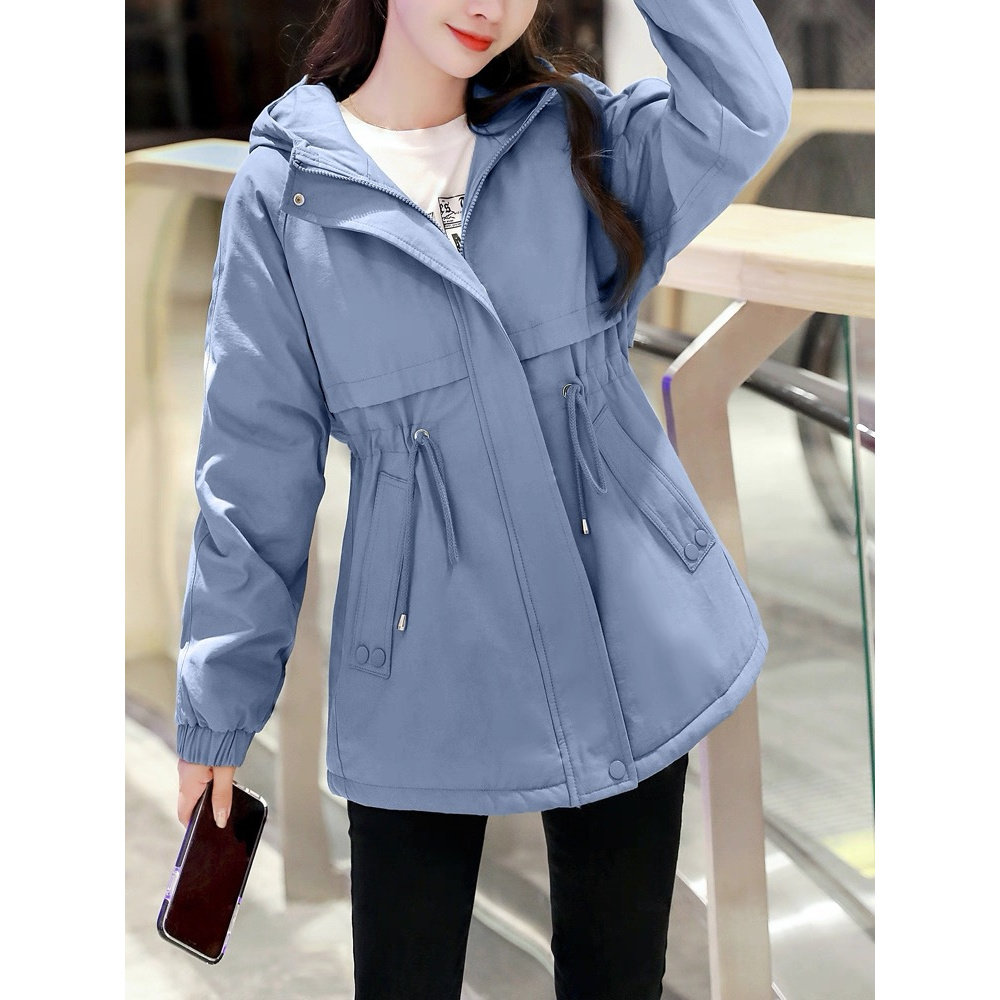 0685 休闲中长款加厚加绒派克服棉服女装收腰外套大仓库